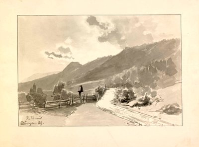 Landscape with a Sign by the Road near Podkoren by Ladislav Benesch
